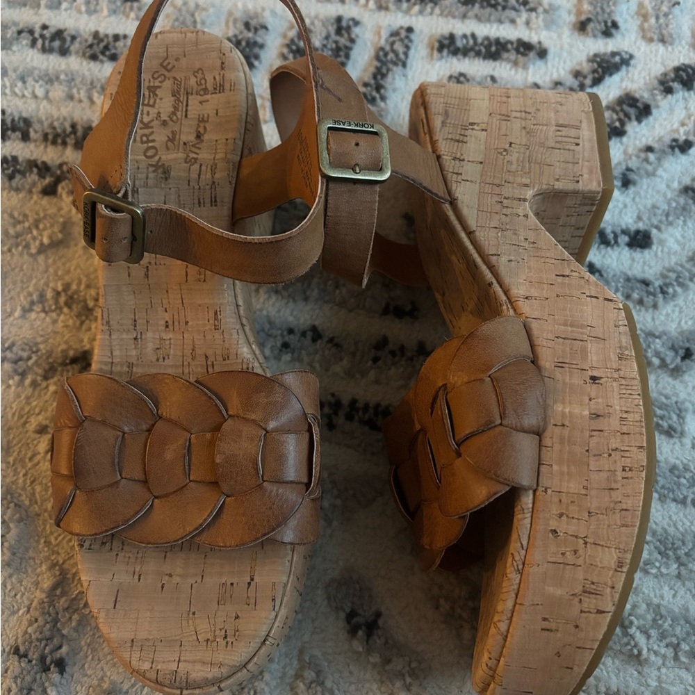 Kork-Ease Tan Leather Wedges